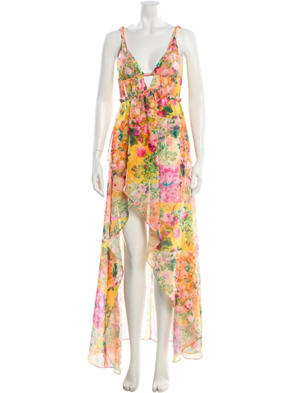 Love and Lemons Women's Chiffon Floral Print Maxi Dress - Size M